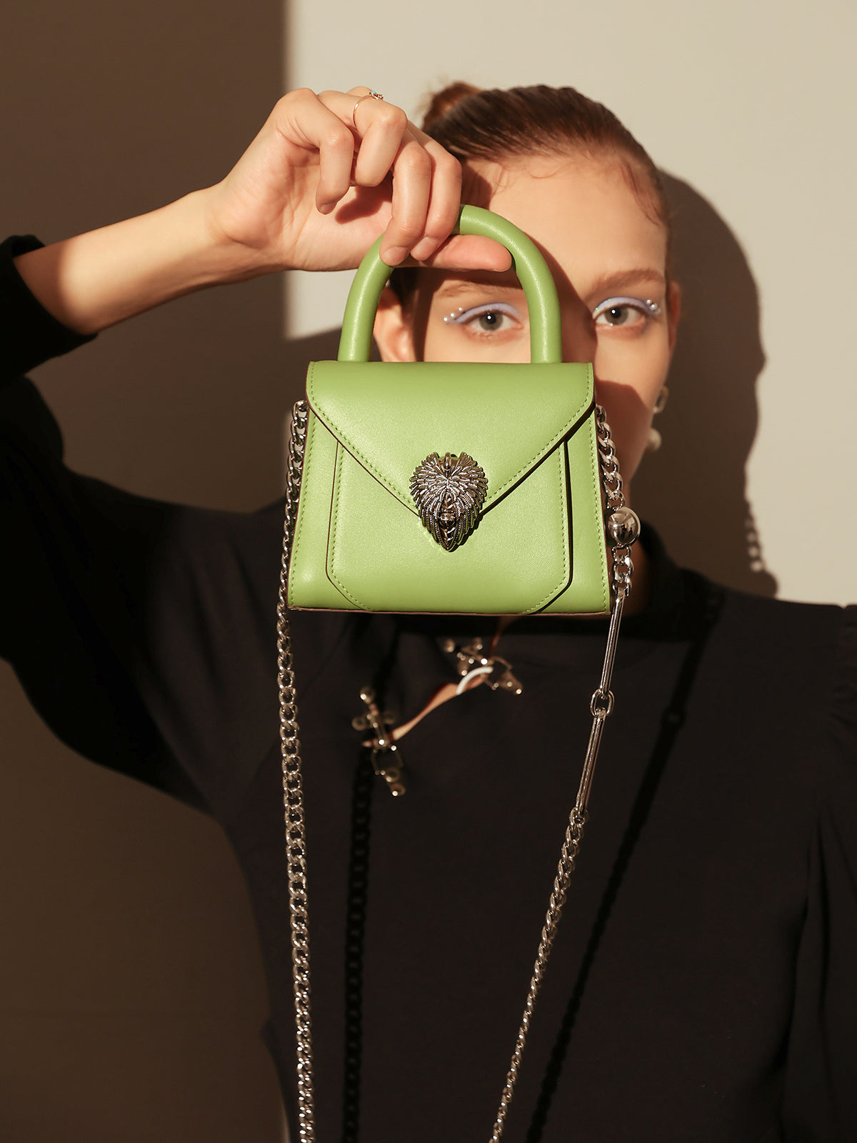 Avant Garde Silver Chain Strap Leather Satchel