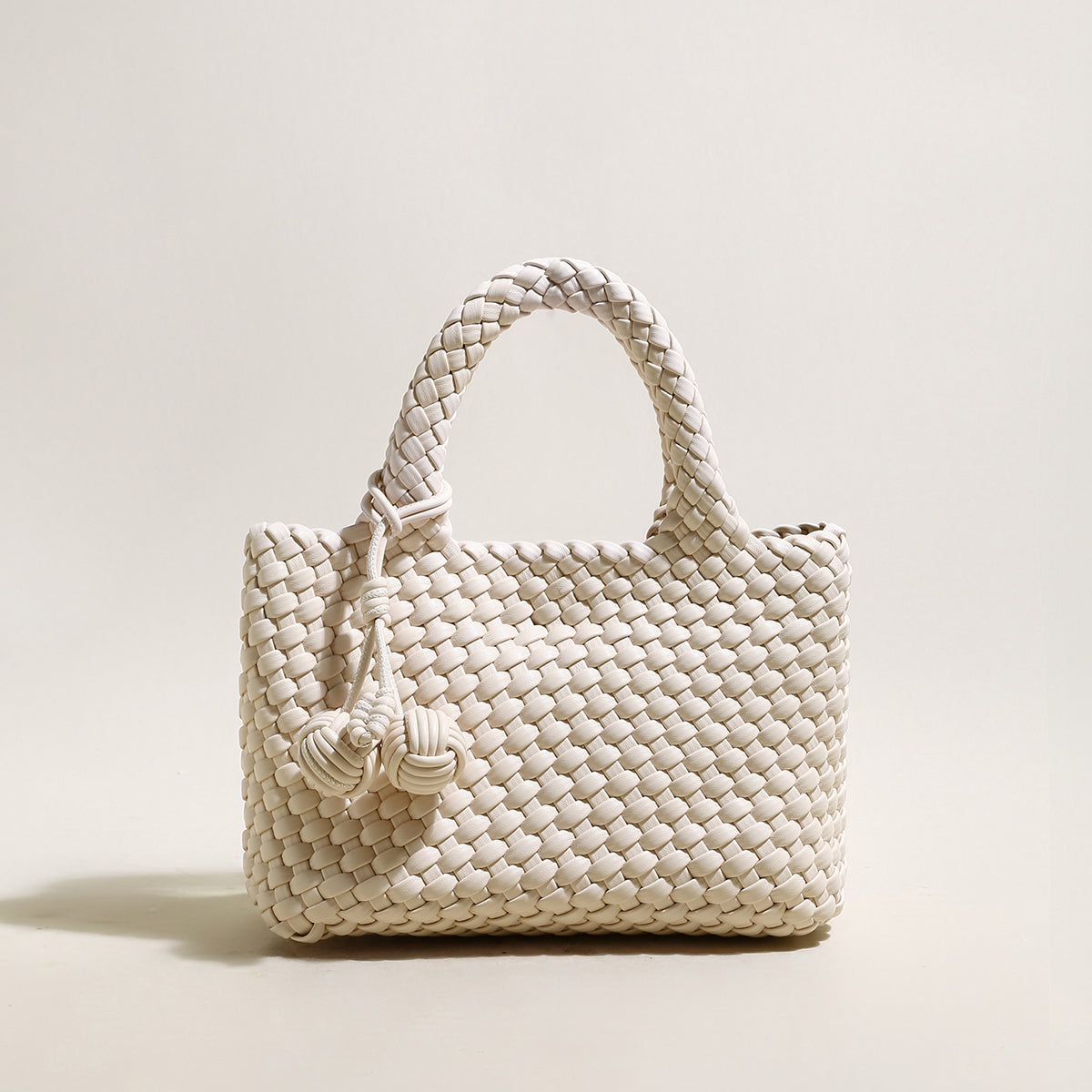 Happy Mini Woven Leather Top Handle Bag