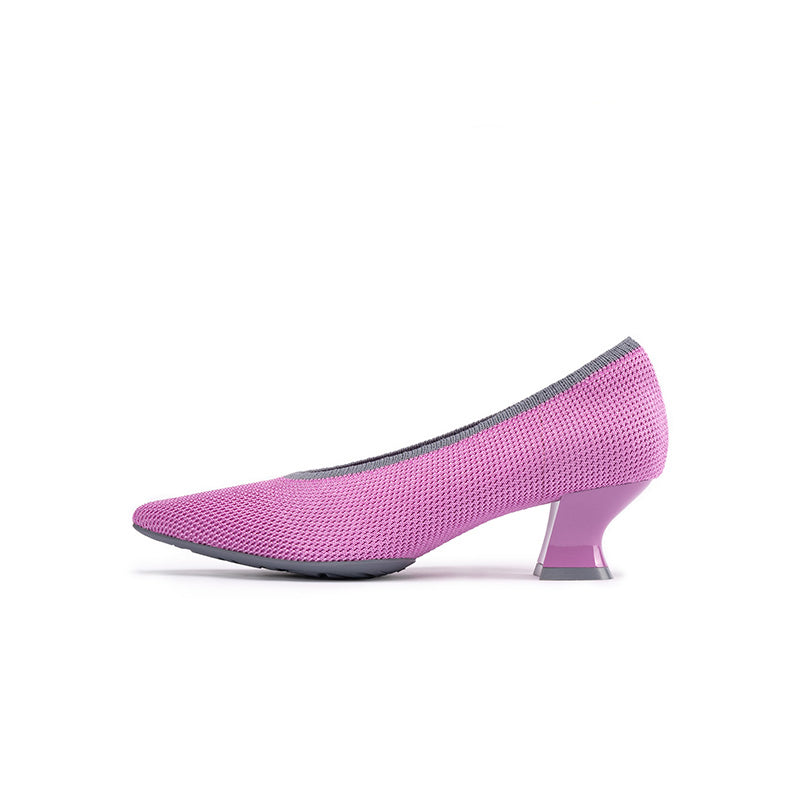 Modish Shallow Slip On Block Heel Pumps for Commuting