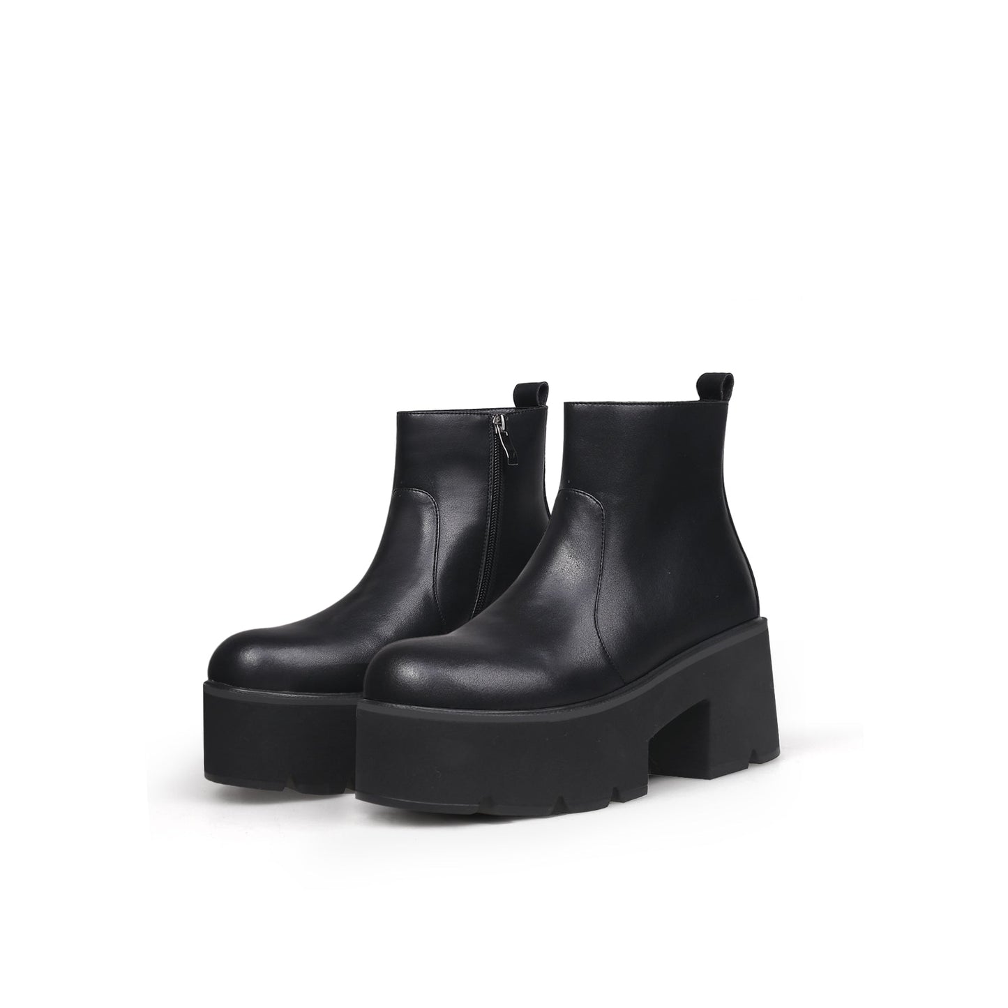 Zipped Thick Heel Black Platform Boots