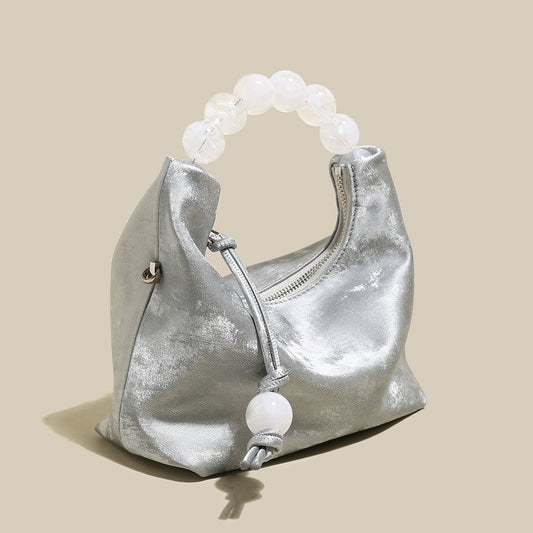 Silver Pearl Top Handle Bag